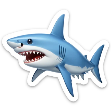 blue shark with sharp teeth sticker