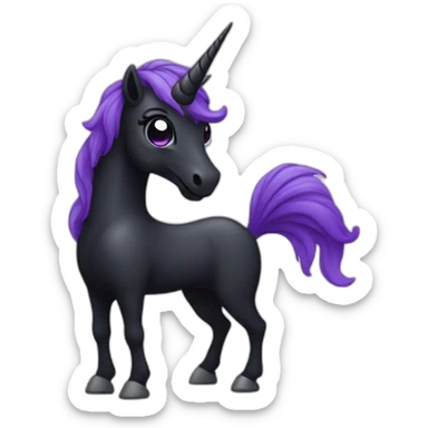 Spooky black unicorn with purple sticker