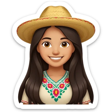 smiling girl with long hair Mexican sticker