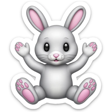 Emoji pour twitch d'une peluche lapin squelette noir faisant signe de la patte avec le texte:"Hi !" sticker