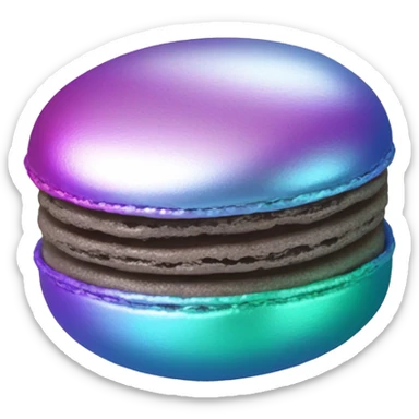 Realistic metallic silver macaroon with gradient colorful filling  sticker