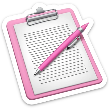 create a pink exam paper with pens and stuff  sticker