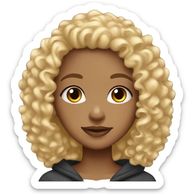 Curly hair girl light skin girl long eyelashes with hoodie  sticker