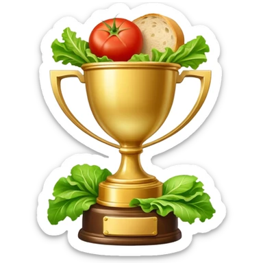 trophy with bread, lettuce, tomato sticker