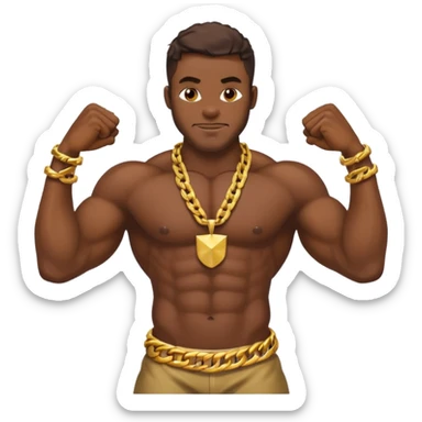 smug muscular shirtless nigerian flexing with gold chain sticker