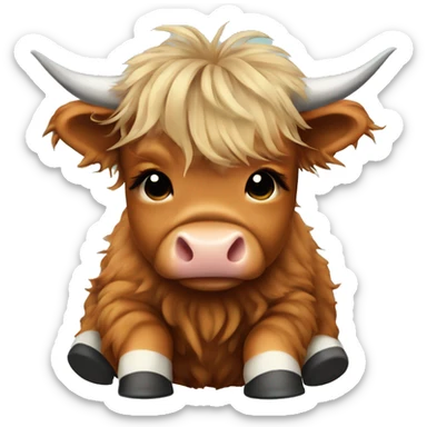 baby highland cow with shark sliders sticker
