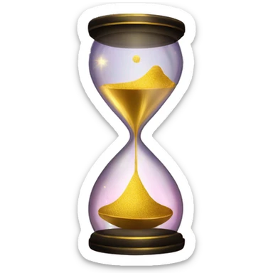 Gilded sparkling shimmering hourglass with nebula galaxy golden gold melting inside sticker