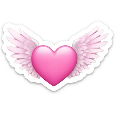 pink heart wings sticker