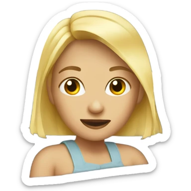 blonde girl in car interior, cute sticker