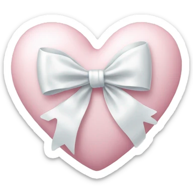 Pastel pink heart with white bow sticker