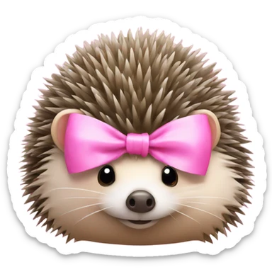 hedgehog with a pink bow sticker