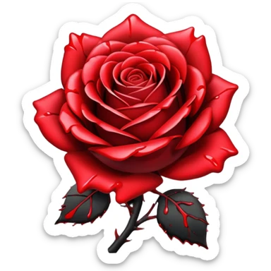 A pitch black aesthetic rose with blood splattered onto it  sticker