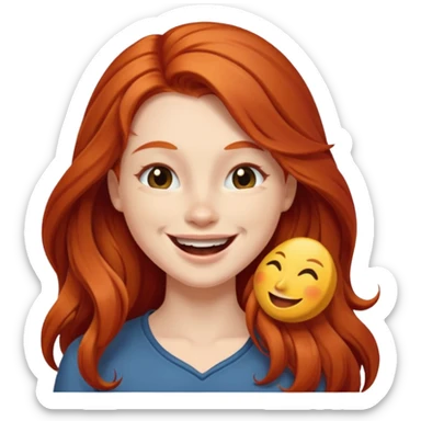 Excited long haired redhead winking sticker