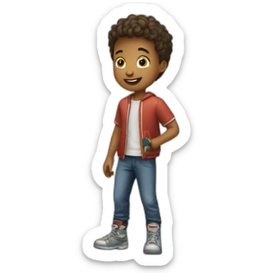 a boy playing a game sticker