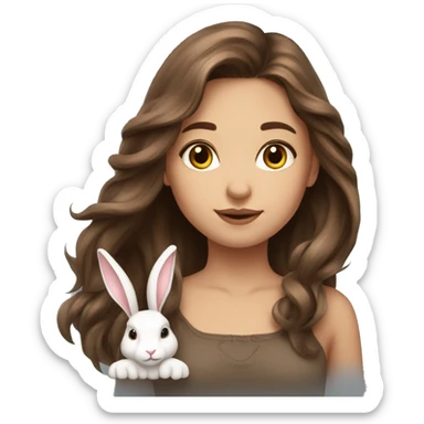 Tatarka beautiful girl long brown hair and bunny  sticker