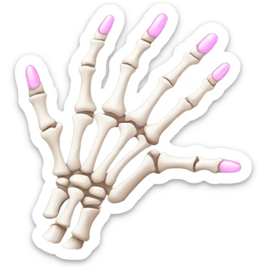 skeleton hand with long pink nails sticker