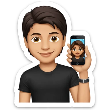 ipretty bratz emoji of shah rukh khan wearing a black tee,  sticker