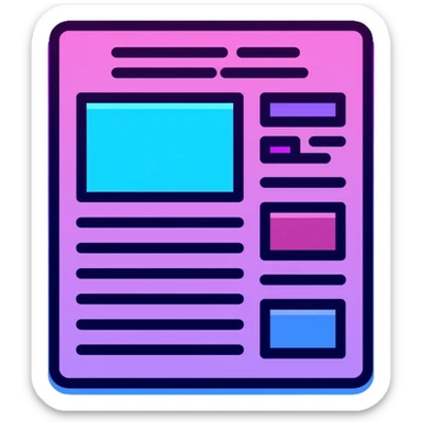 newspaper with breaking news headline, neon glow effect, blue neon glow on top left, purple neon glow on bottom right sticker