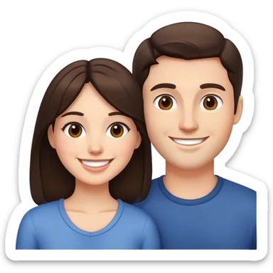 Brunette couple smiling sticker