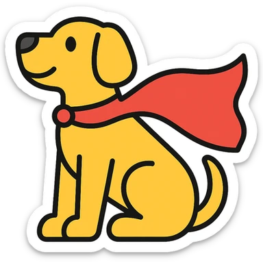 dog with superman cape sticker