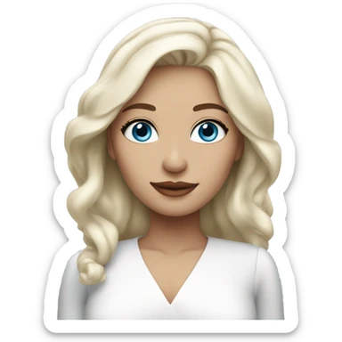 woman with platinum blonde hair, blue eyes and white dress sticker