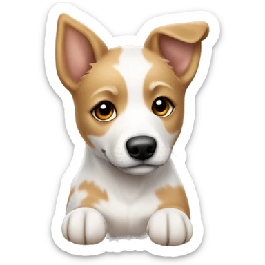 White and tan heeler puppy sticker