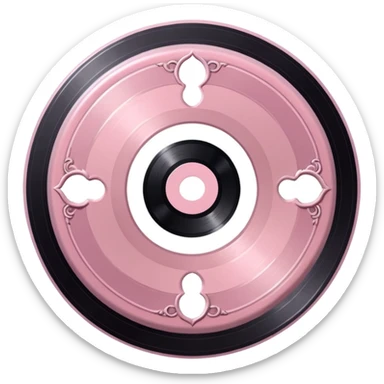 Vintage rococo pale pink vinyl record sticker