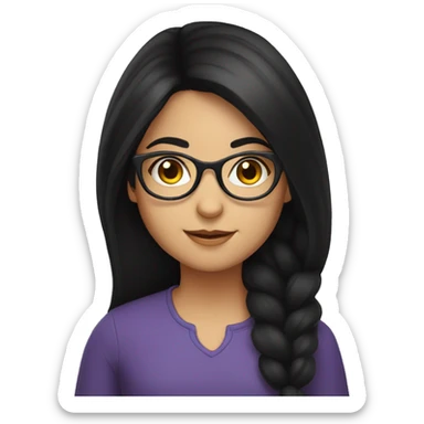 armenian girl with optical glasses and black hair sticker