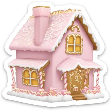 light pink and gold and white gingerbread house sticker