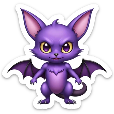 Shiny Dark Cute Cool Badass Noibat-Bat-Cat-fusion-hybrid full body sticker