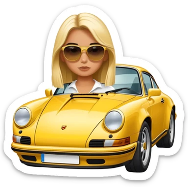 Yellow Porsche 911 992 with girls sticker