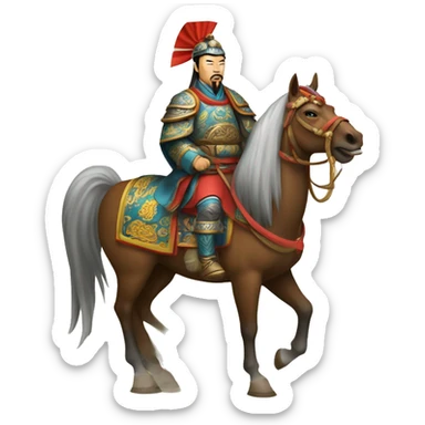 Yuan dynasty Mongolian general on horse sticker