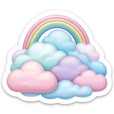 Pastel Easter rainbow puffy ladscape sticker