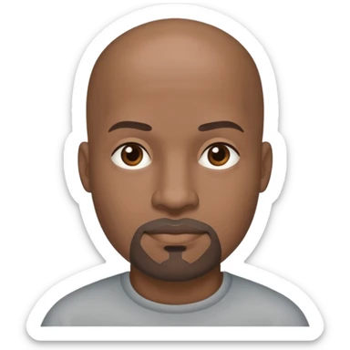 Black guy bald head gray short goatee sticker