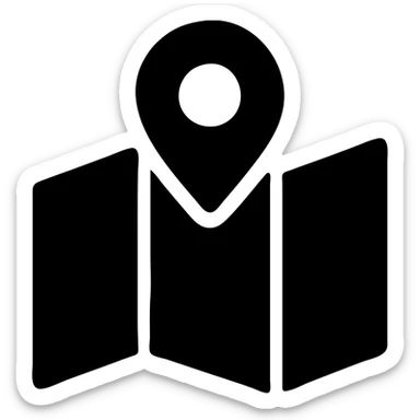 solid filled map with a pin icon sticker