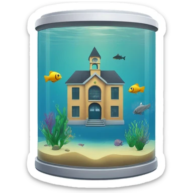 A school in an aquarium  sticker