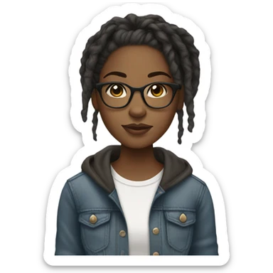 black girl teenager with locs and glasses sticker