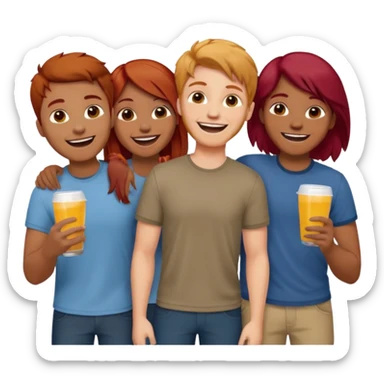4 inclusive friends (3 girls and 1 man) laughing : 1 man must be brown, 1 girl have to have red hair, an other one must have blond hair and the last one is brown and have brown hair sticker
