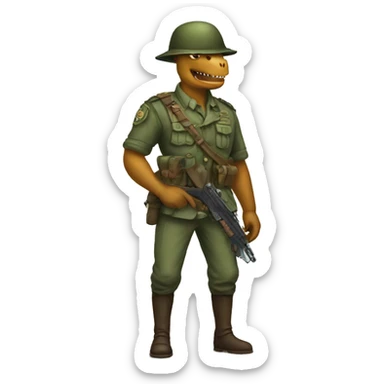 Dinosaur soldier  sticker