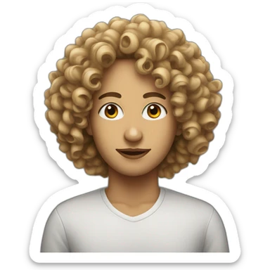 Musical artist with curly hair ana white face  sticker