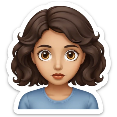 woman face with big eyes, medium skin tone, and dark wavy hair sticker