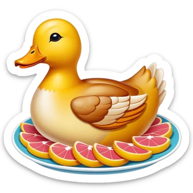 Nanjing salted duck with glistening skin slices, simplified emoji style with bold outlines and bright colors, cartoon style Jiangsu poultry dish sticker