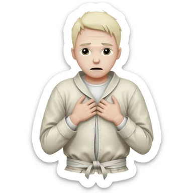 a patient in a psychiatric hospital, in a straitjacket with his hands tied behind his back sticker