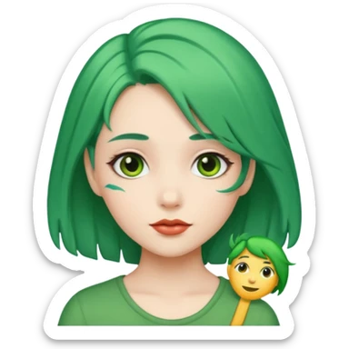 girl with green hair clip sticker