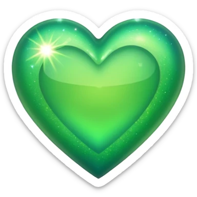ios Green heart with sparkle sticker