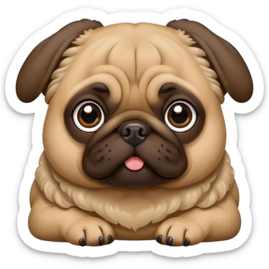 A pug with long curly hair and big ears sticker