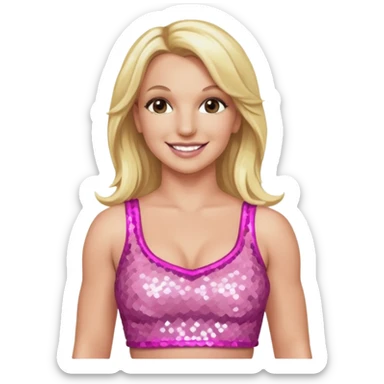 Britney Spears with long blonde hair, pink sequin crop top sticker