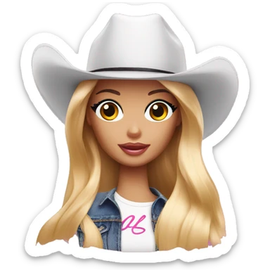 Barbie with a black cowboy hat hidden her face sticker
