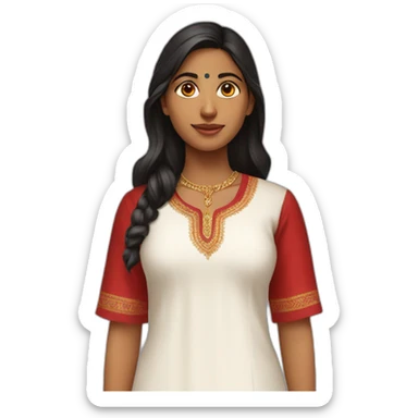 indian girl wearing a blood red kurti and white pajama sticker