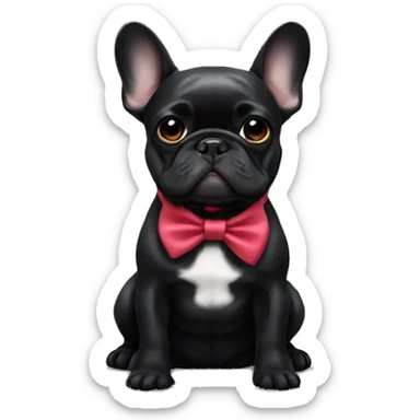 All Black french bulldog with bow sticker